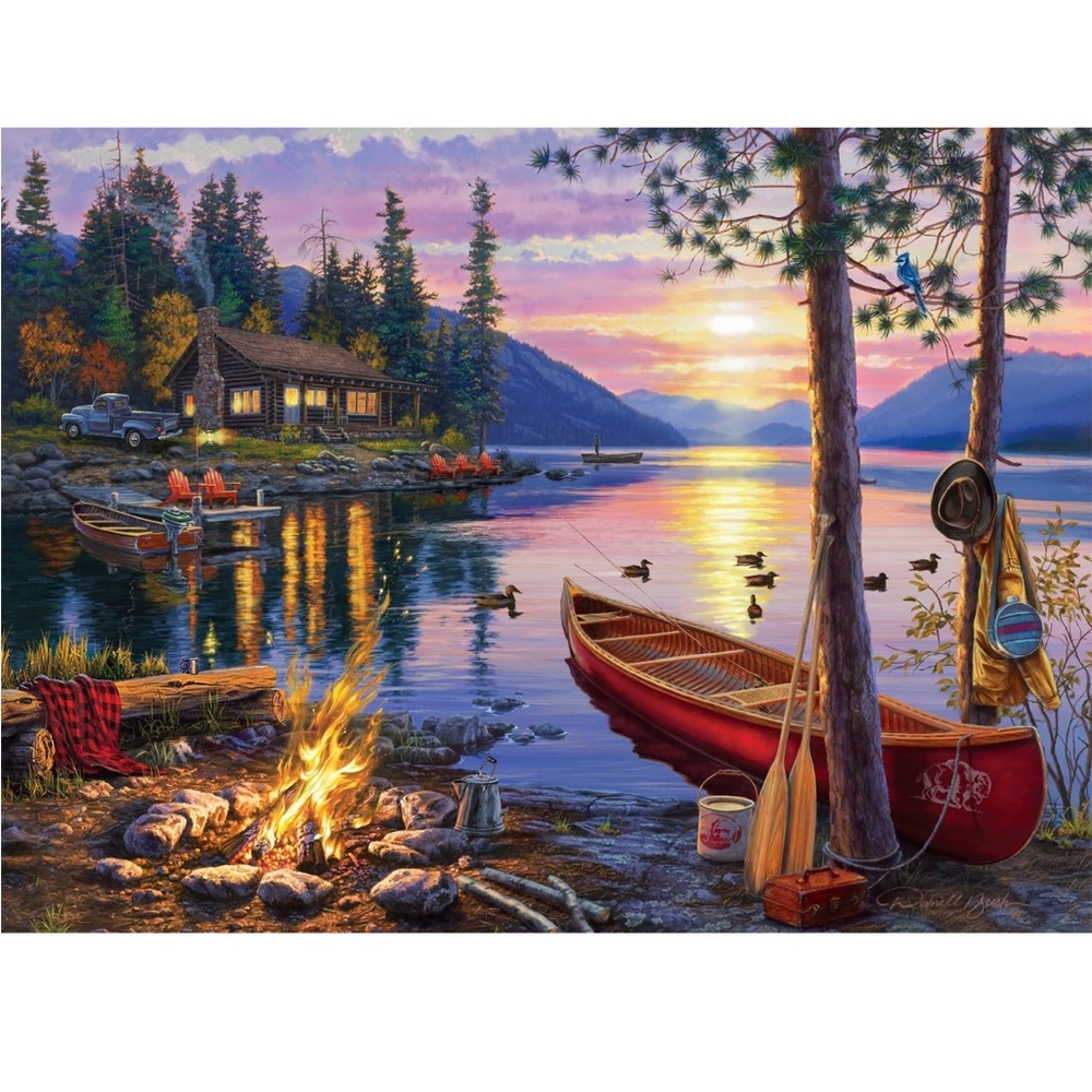 Buffalo 1000-Piece Puzzle Lake Scene Canoe Lake